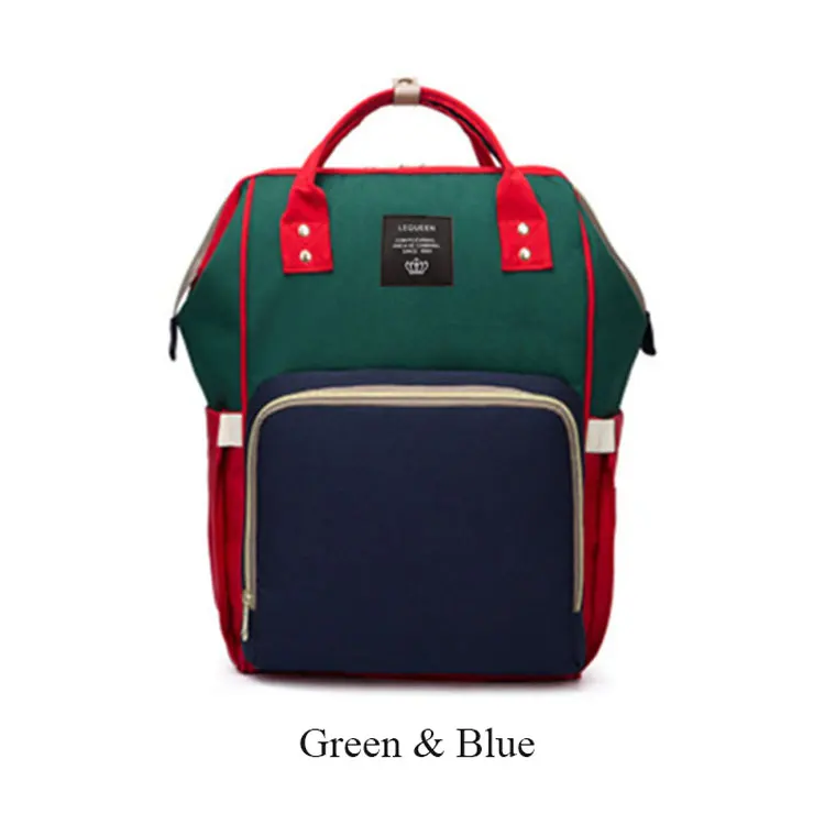 blue green red LEQUEEN модная сумка для подгузников для мам, Большая вместительная Детская сумка, дорожный рюкзак для кормления, сумка для ухода за ребенком, ручная сумка для подгузников - Цвет: blue green red