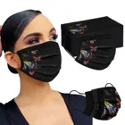 Маска для лица одноразовая с принтом бабочек для мужчин и женщин, маска промышленная 3-слойная, с заушными петлями, черная, маска для лица, 50 шт.
