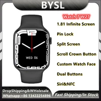 iwo w27 series 7 smart watch 2021 nfc ai voice bluetooth call 1 81 inch split screen password sports pro smartwatch for watch 7