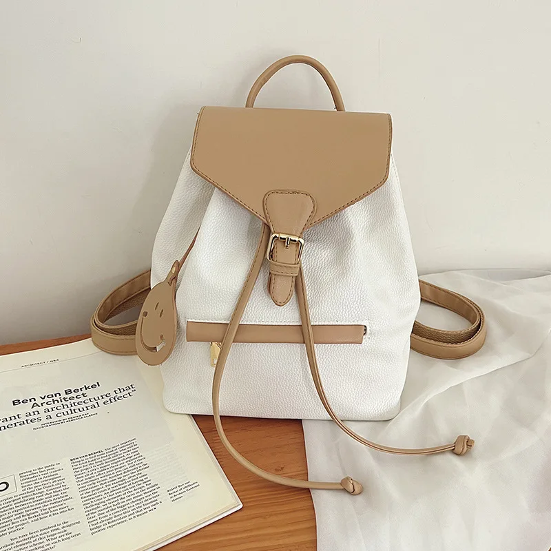 

Fashion Women's Backpack High Quality Pu Luxury Contrast Color Ladies Travel Bags Waterproof Girl Student School Bag
