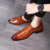 2019 autumn new mens business shoes british double buckle leather shoes large size foreign trade mens shoes manufacturers