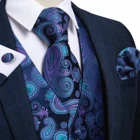 Свадебный Мужской Топ, фиолетовый, черный, 100% шелковый жилет, галстуки, платок, запонки, набор галстуков для костюма, смокинга, MJTZ-104