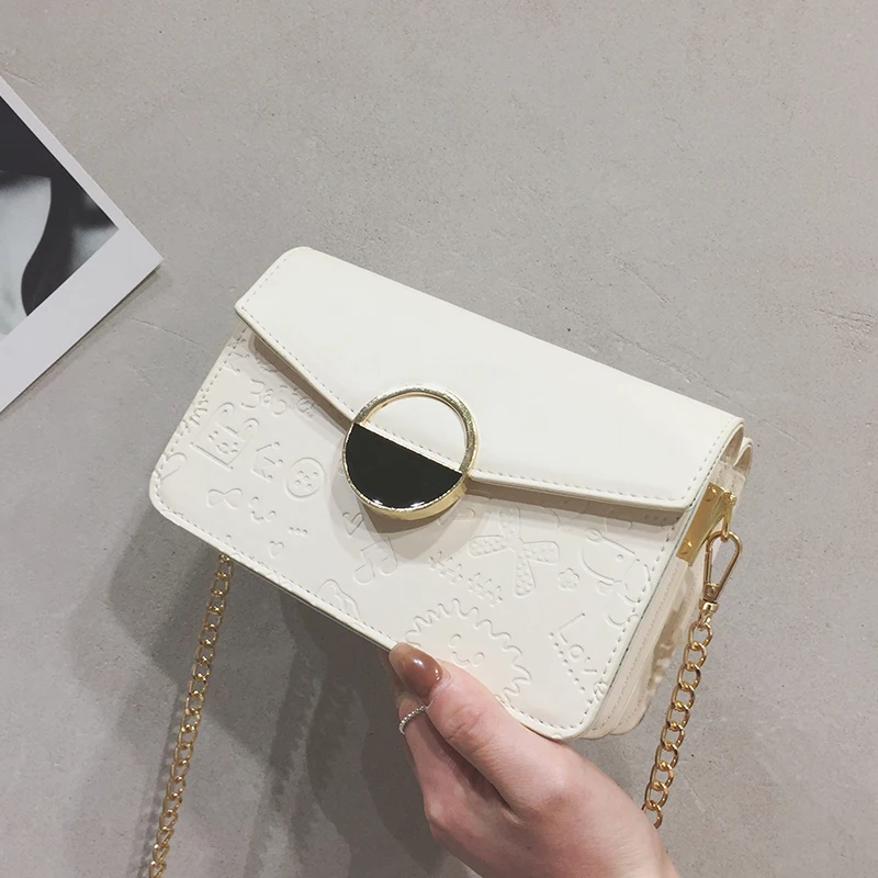 

2021 New Fashion Women Leather Handbags and Purse Carved Floral Women Small Crossbody Bags with Chain Women's Bag Bolsa Feminina