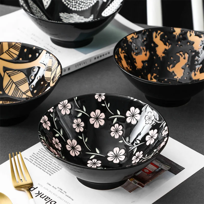 Японская креативная рельефная керамическая посуда с нижней глазурью для