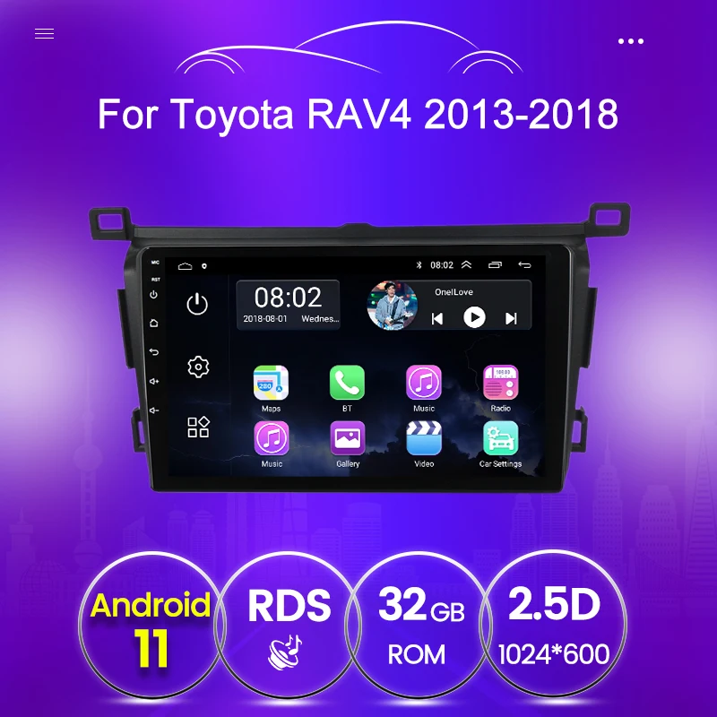 Автомагнитола на Android для Toyota Rav4 мультимедийный DVD-проигрыватель с экраном SWC 2.5D BT