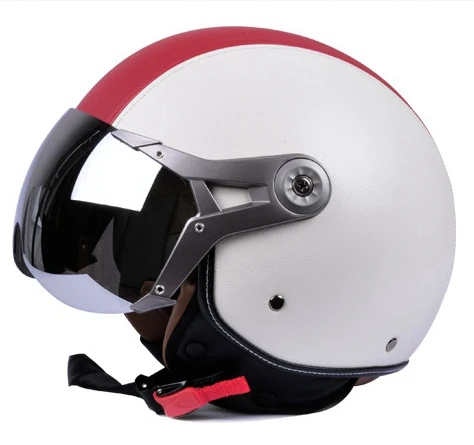 white red Мужской и Женский мотоциклетный шлем, мотоциклетный шлем Chopper 3/4, винтажный шлем с открытым лицом, мотоциклетный шлем Casco Capacete - Цвет: white red