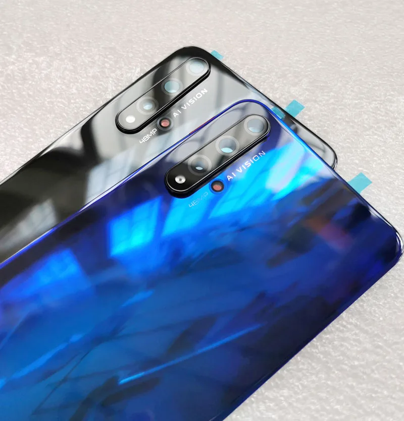 Для huawei Honor 20 Крышка батарейного отсека задняя дверь Корпус Задняя стеклянная Запчасти+ крышка вспышки+ объектив камеры