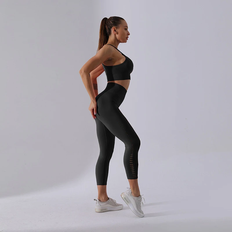Женский бесшовный костюм для йоги спортивный фитнеса бюстгальтер леггинсы