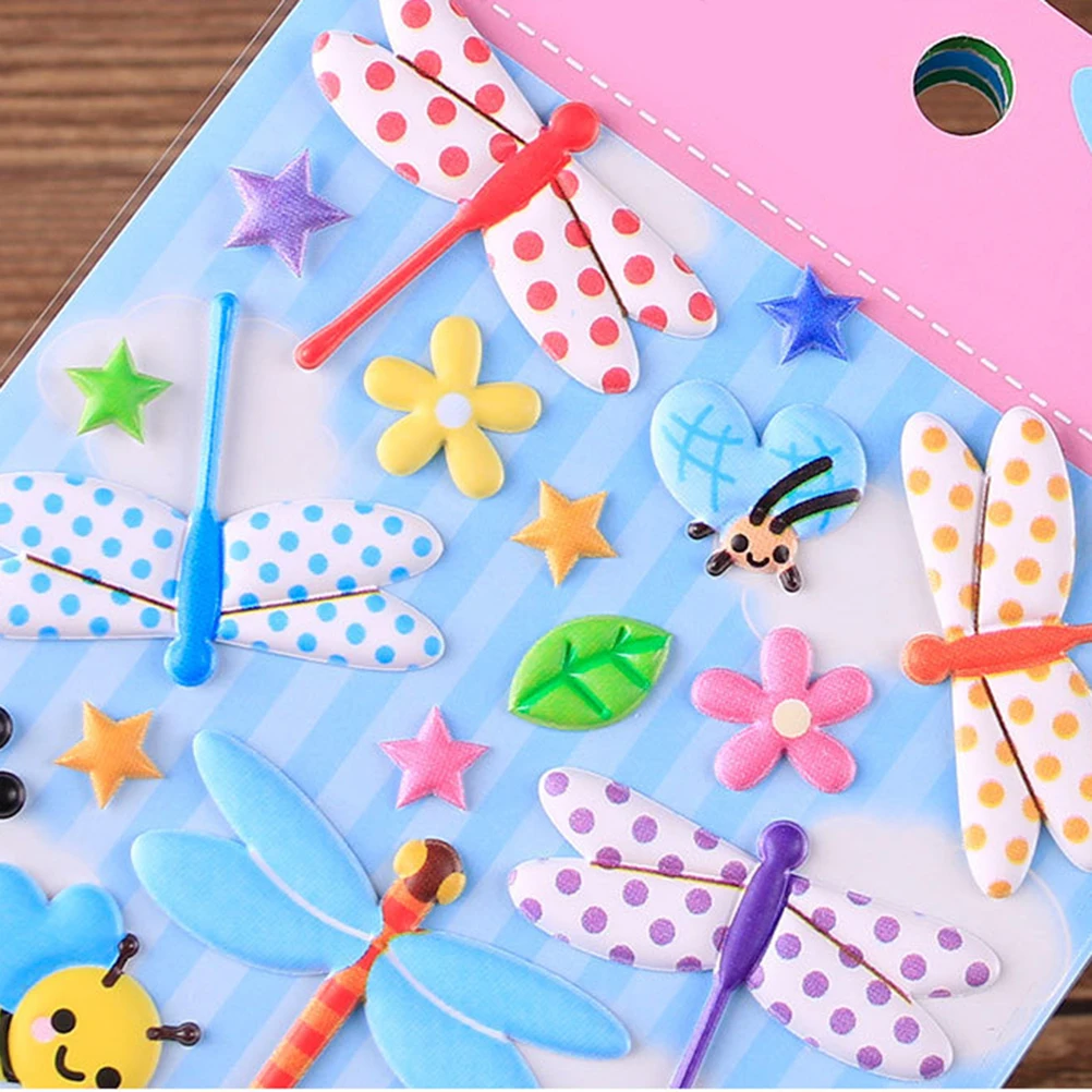 4 листа Мультяшные 3D наклейки в виде насекомых животных для детей игрушки