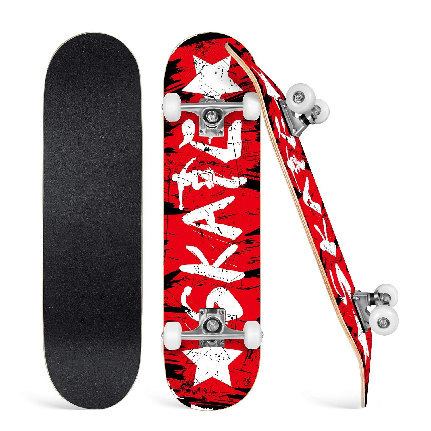 

Skateboard for Kids Teens Adults, 31 inch Complete Standard Skateboards for Beginners Girls Boys, 7 Layer Maple Double Kick Deck