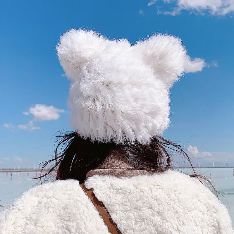 

Новинка, женская зимняя теплая зимняя шапка, зимние шапки для женщин и девушек, вязаные шапочки из натурального меха, облегающие шапки, шапк...