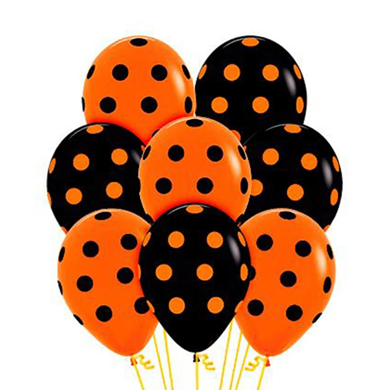 10pcs/lot Halloween Decoration Balloons Orange Black Polka Dot Latex Balloon 12 inch Theme Party Background Decor Supplies