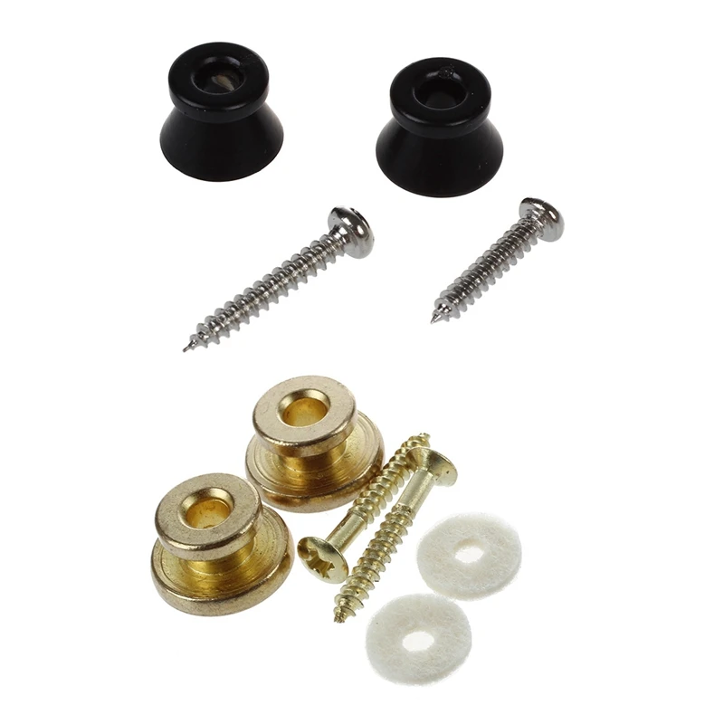 

2 шт. золотистый ремешок Button с крепежным винтом для гитары и 2 шт. электрической акустической гитары Бас ремень Кнопка Винт Замок Pi