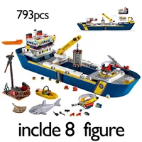 2022 new urban ocean reconnaissance ship model set building blocks assembled childrens toy christmas birthday gift
