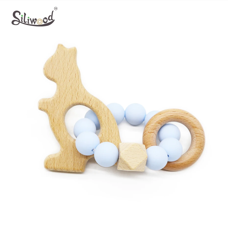 Детские игрушки погремушки силиконовые деревянные Прорезыватели для зубов