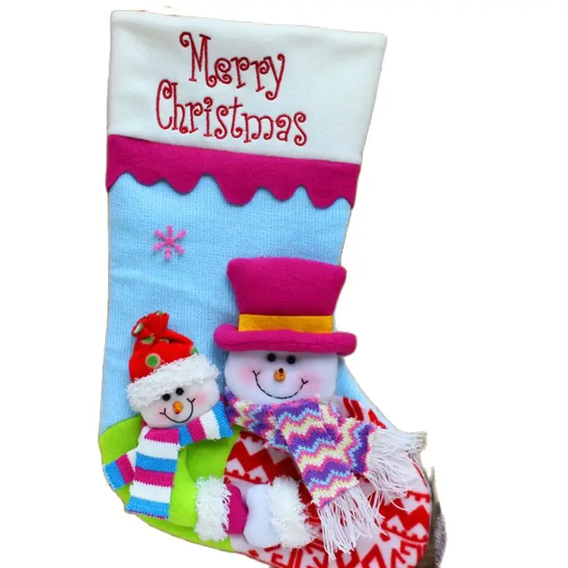 Чулок Санта Клауса на Рождество украшения с нашитым груди милым снеговичком: