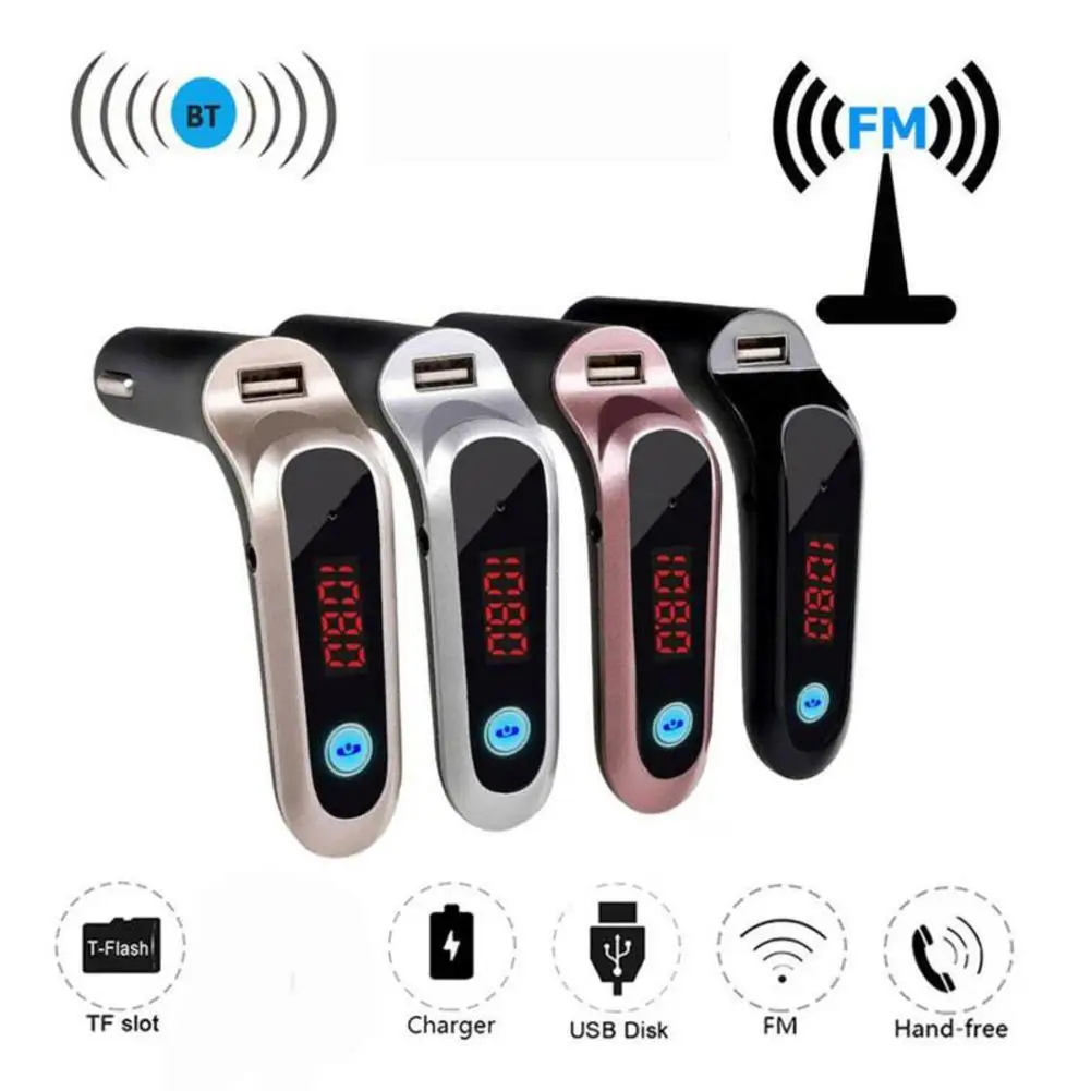 

USB TF Card Support Charger Wireless Bluetooth Car Kit LCD Hands-Free FM Transmitter MP3 Music Player Mobile Phones Tablets