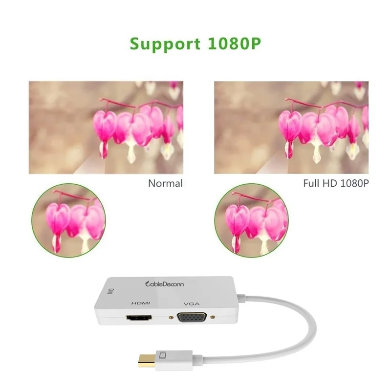 Thunderbolt2 концентратор mini displayport к hdmi vga dvi многопортовый адаптер конвертер кабель