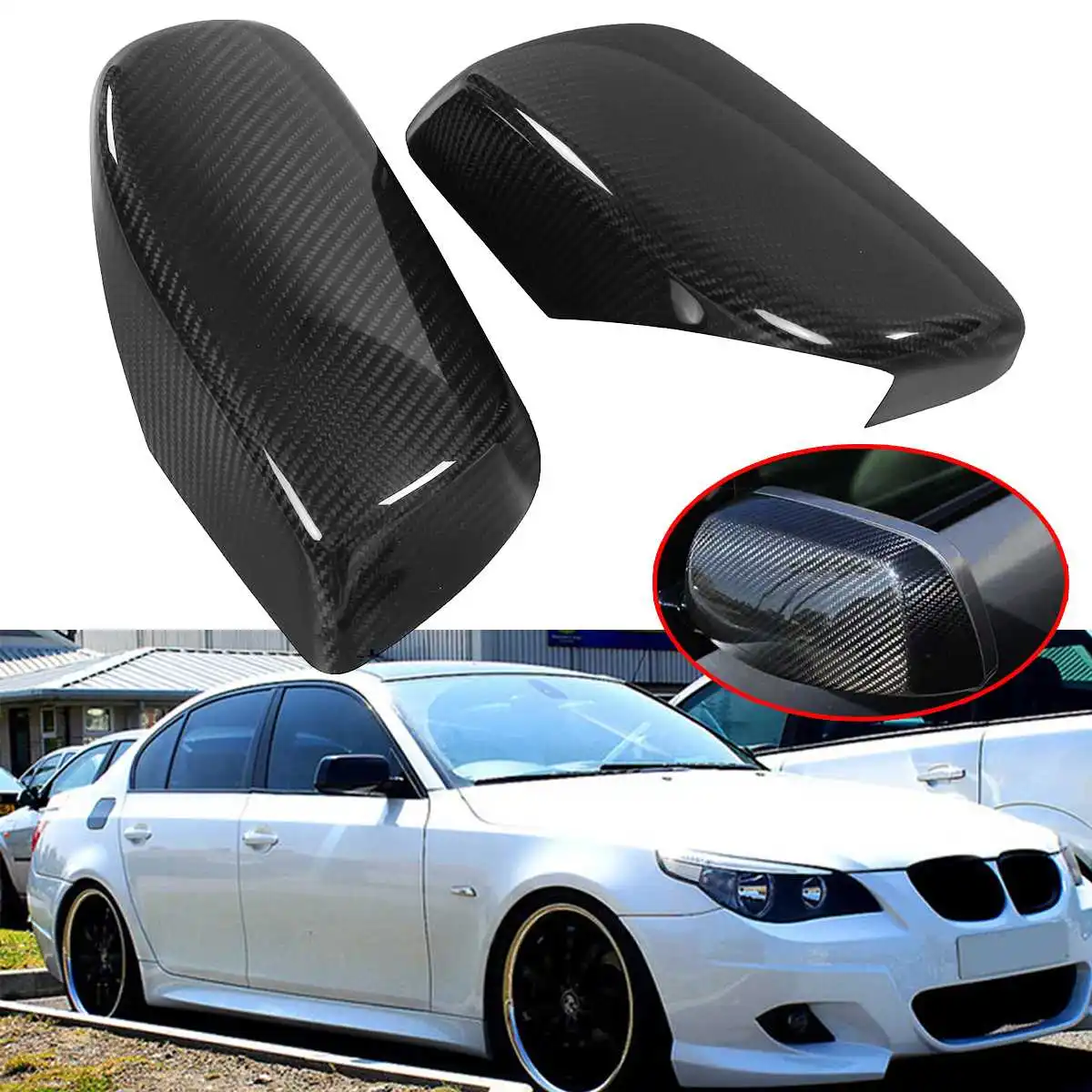 2 шт. зеркала заднего вида из углеродного волокна для BMW E60 E61 5 моделей серии 2004