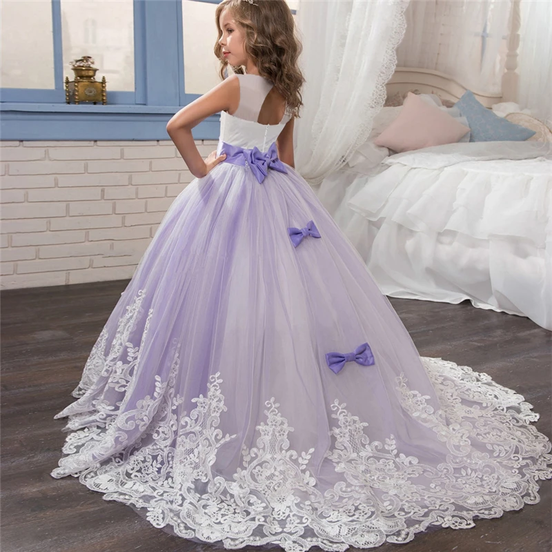 2023 New Eleagant Formal Princess Dress Children Wedding Party Pageant Long Prom Gown Kids Dresses for Girls Size 6-14 Years