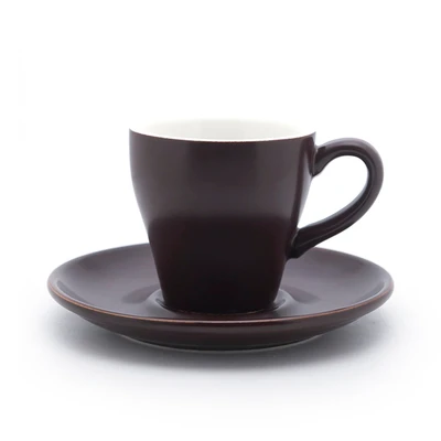 Matte Brown Тюльпаны форма Макарон цвет черная кружка с кофе и набор блюдец кафе бытовой офис итальянский эспрессо Demitasse Прямая поставка оптом - Цвет: Matte Brown