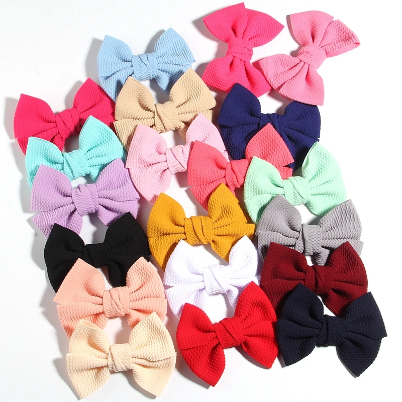 

10PCS 11CM 4.3" Big Hot Sell Seersucker Waffle Hair Bows For Hair Accessories Bow Knot Boutique For Kids Girls Head Wear