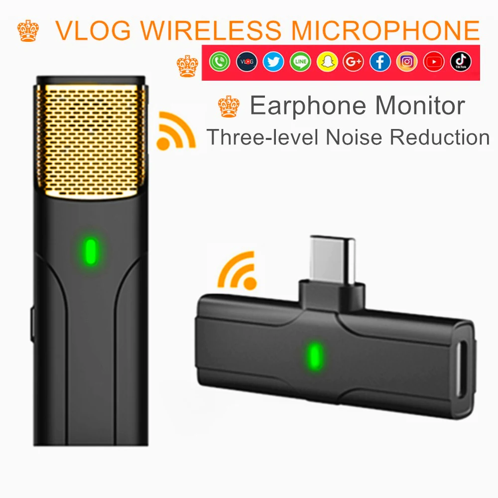 

Lavalier Wireless Microphone for iPhone Android Phone Live Stream,Vloggers,Interview Earphone Monitor 3 level Noise Reduction