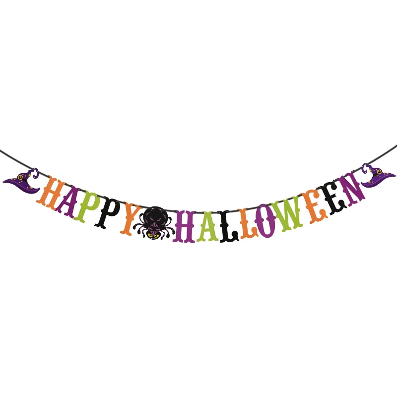

Halloween Party Decoration Paper Banner Flags Pumpkin Ghost Witch Bunting Garland Hanging Pendant for Halloween Bar Home Decor