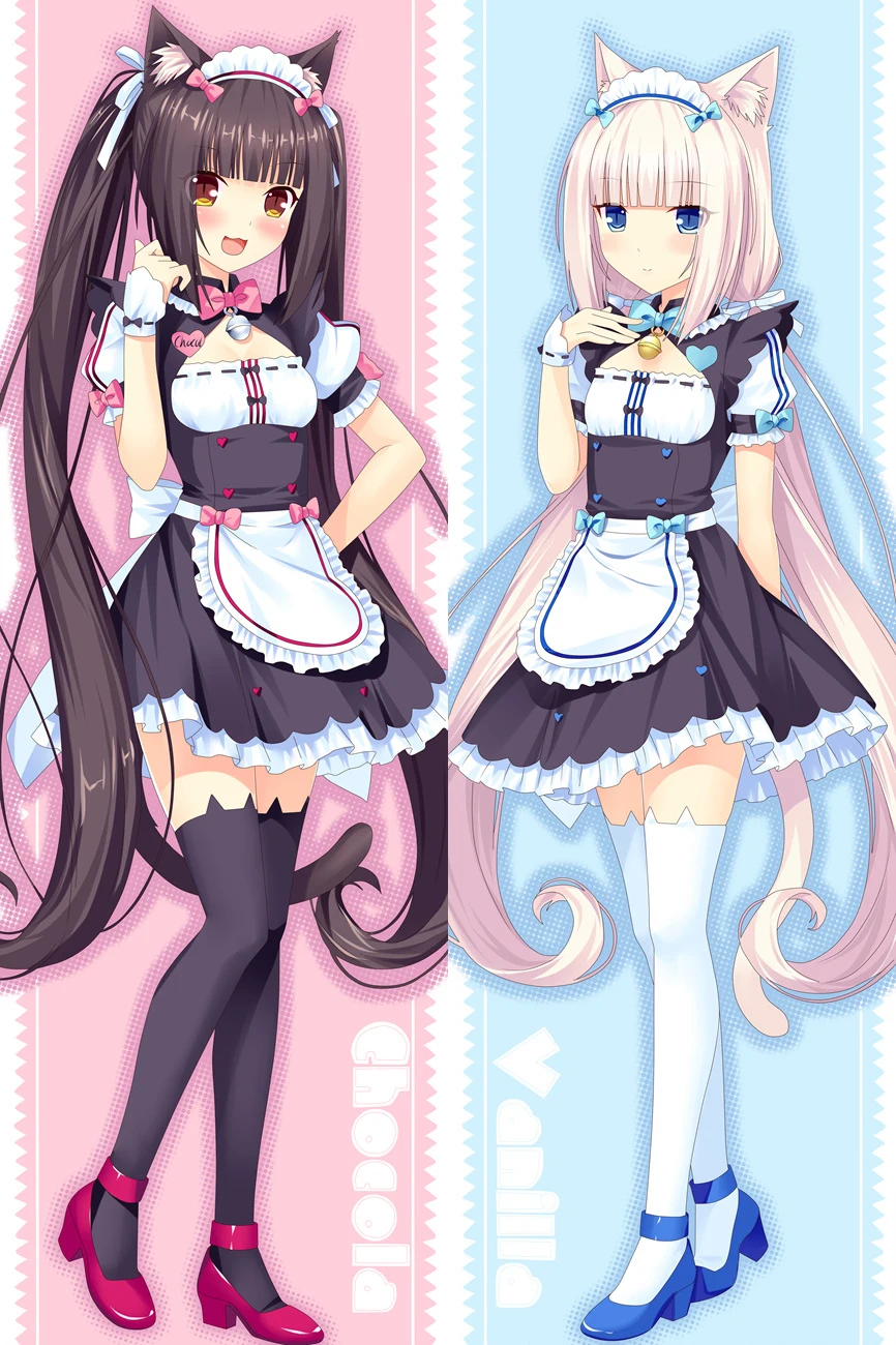 Аниме Dakimakura боди Neko Para chocola& vanilla 150x50 см 100x35 см наволочка манга 1