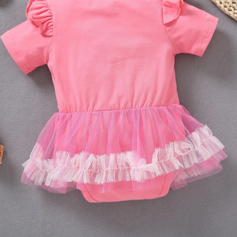 

Baby Girls Mesh Dresses Toddler Kids Letter Print Short Sleeve Mesh Dress Summer Clothes Fashion Baby Girl Dress Clothing