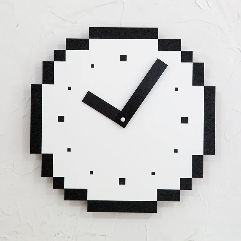 Cute Creative Wall Clock Kids Nordic Modern Pixel Novelty Wooden Silent Round Orologio Parete Watch DE50WCYY | Дом и сад
