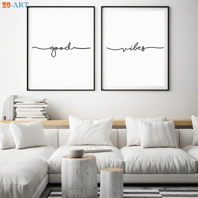 Good Vibes принт Цитата плакат минималистское полотно современного искусства стены