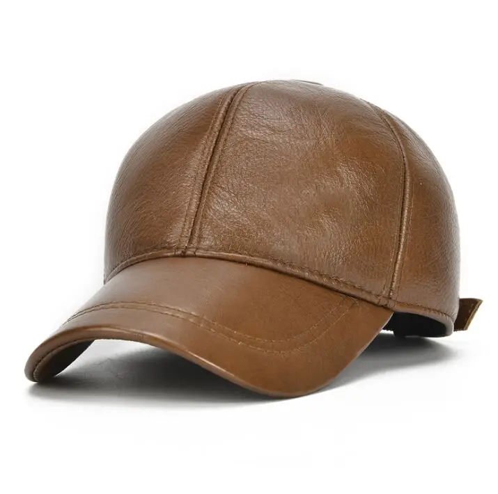Brown AOLI003 зимняя теплая Бейсболка для улицы мужская повседневная кожаная бейсболка папа шляпа Gorros с ушкой - Цвет: Brown