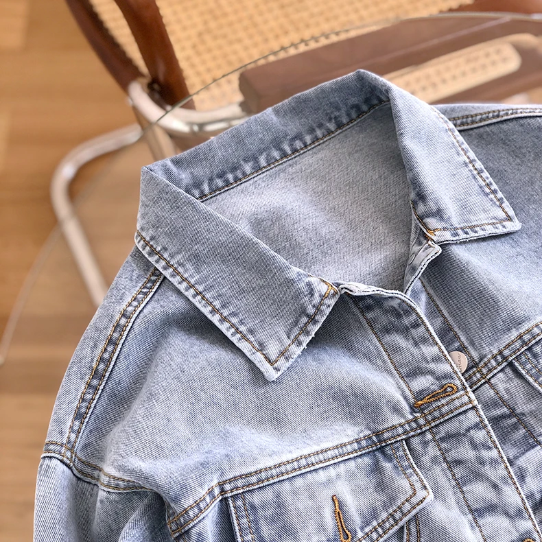 

korean style chaqueta vaquera mujer vintage coat college jacket denim women streetwear fashion surchemise college jean harajuku