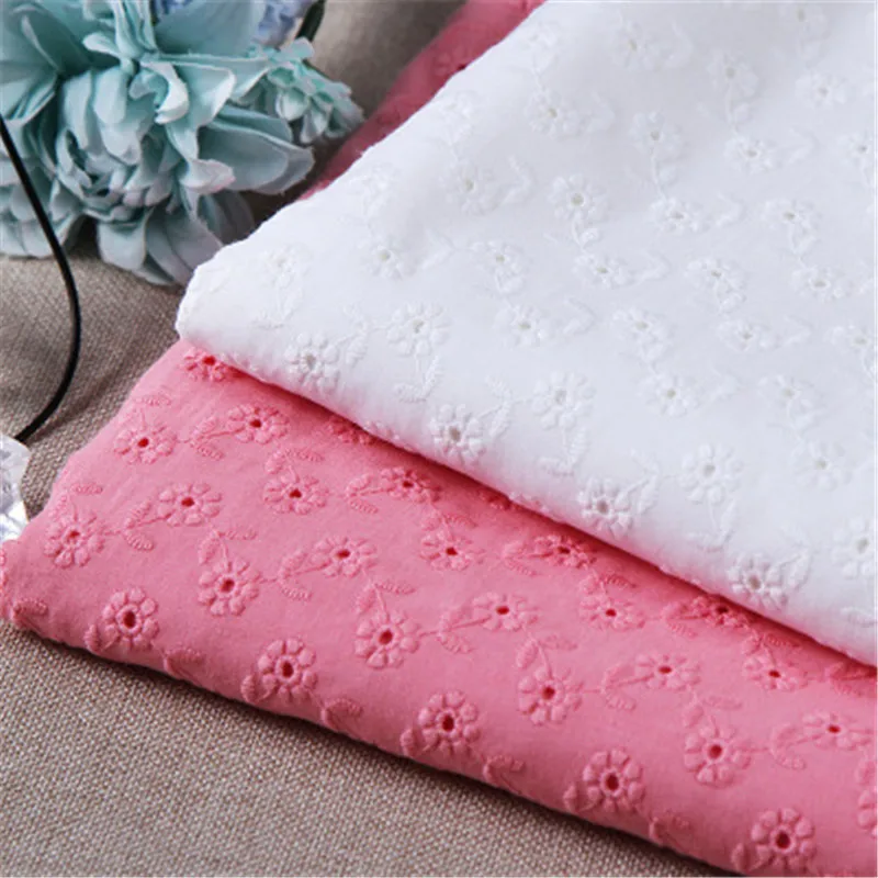 Хлопок полые вышивки ткани шитая кружевом ткань одежда декоративная подушка
