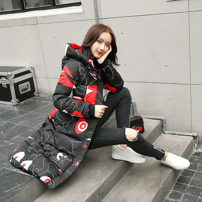 Hooded Colorful Winter Down Coat Jacket Long Warm Women Casaco Feminino Abrigos Mujer Invierno Parkas Outwear Coats Ru50