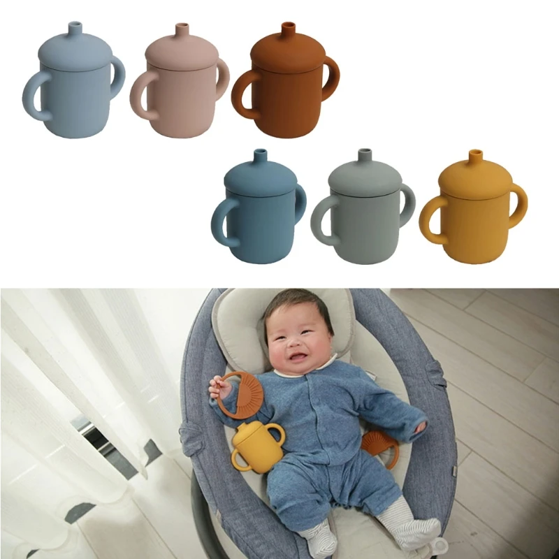 

1 Set Baby Silicone Water Cups Leakproof Portable Beverage Cups BPA-free Children Soft Straw Cups