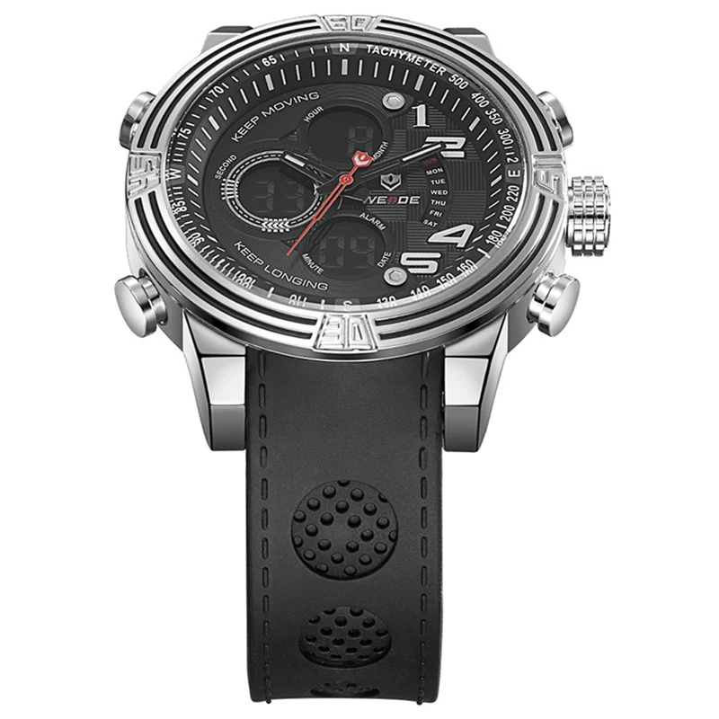 WEIDE часы для Для мужчин спортивные Кварцевые наручные с двойным Дисплей военные