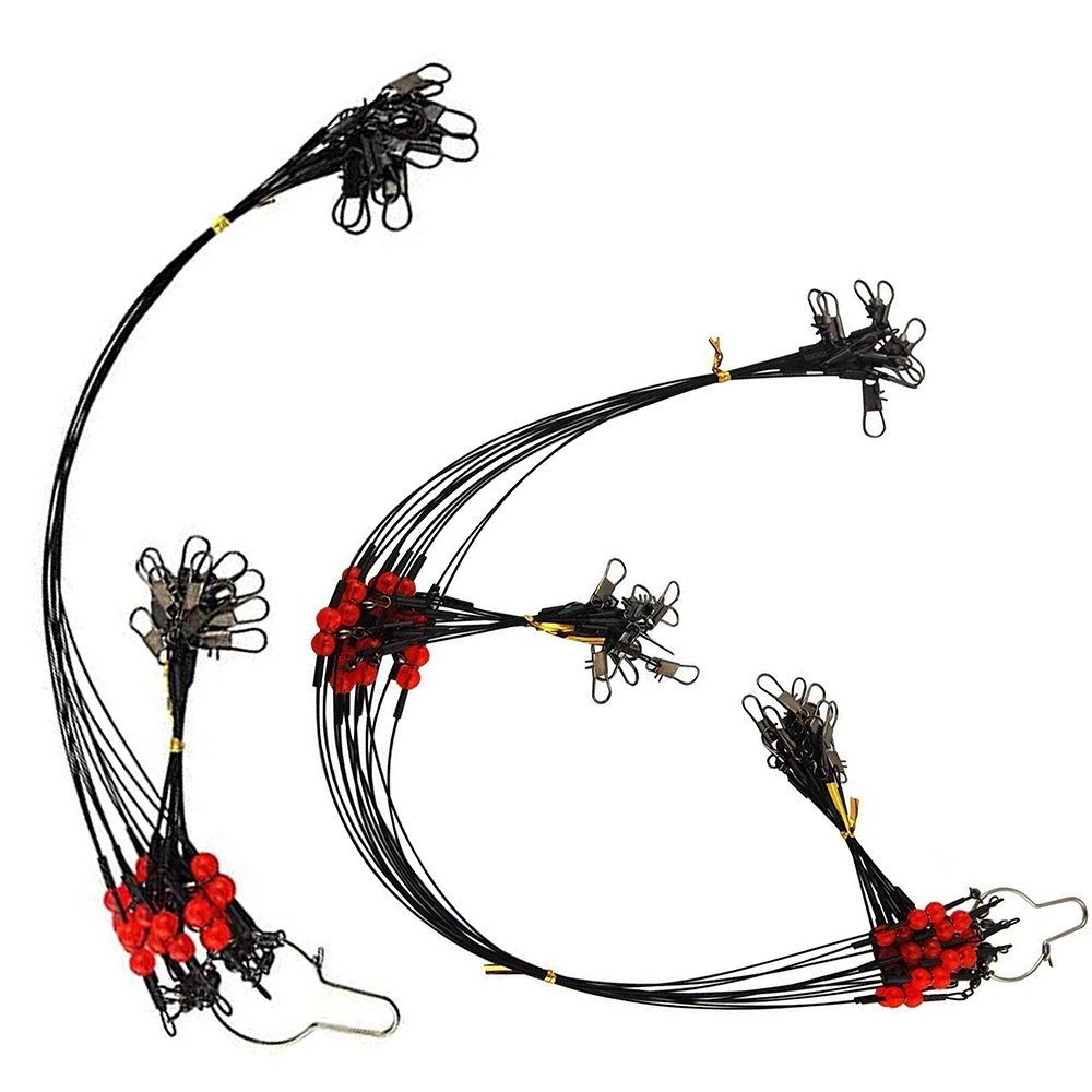 

24Pcs Black Fishing Steel Wire Leaders Stainless Steel Jig Bait Rigs Anti bite Lure Fishing leading rigging Tackle
