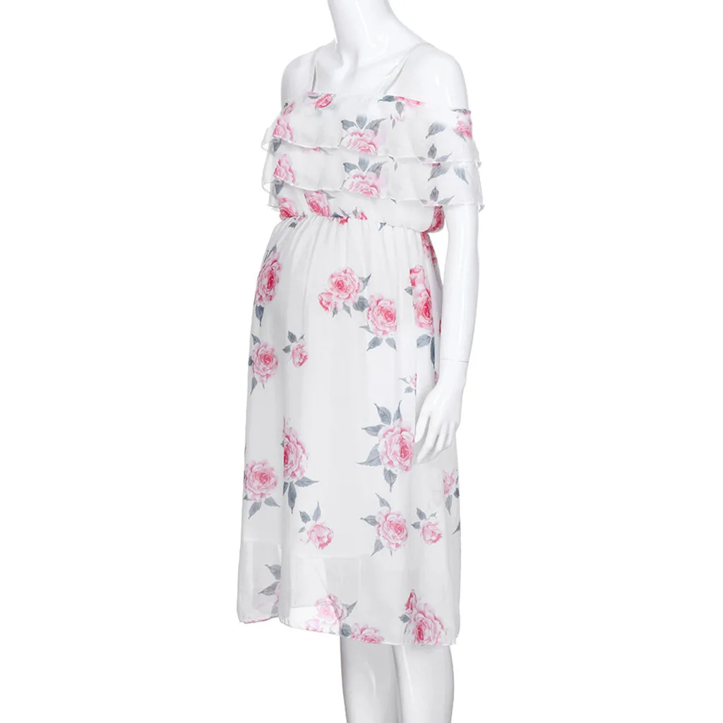 Платья Женское платье для беременных женское с открытыми плечами и цветочным