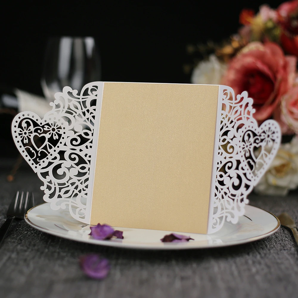 50 шт. лазерная резка свадебные приглашения открытки персонализированные товары