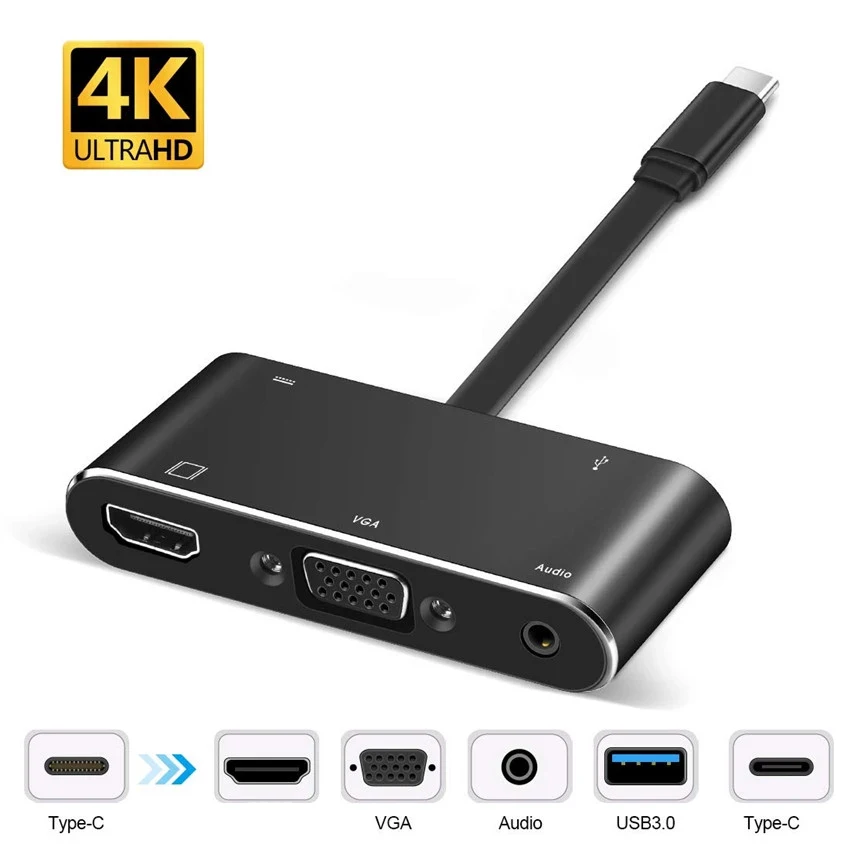

Marsea USB Type-C to VGA HDTV HDMI-Compatible Audio Jacket USB PD Change Adapter HDTV Switcher