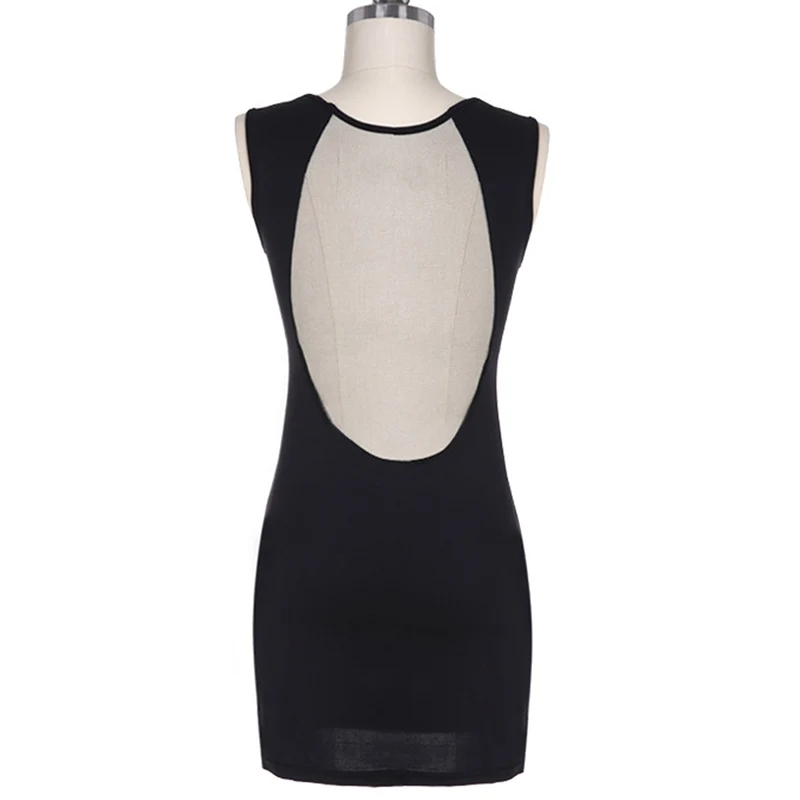 

Hot Summer Sexy Women Dress Sexy Transparent Mesh Stitching Package Hip Dress Women O-neck Hollow Out Stitching Mini Dress