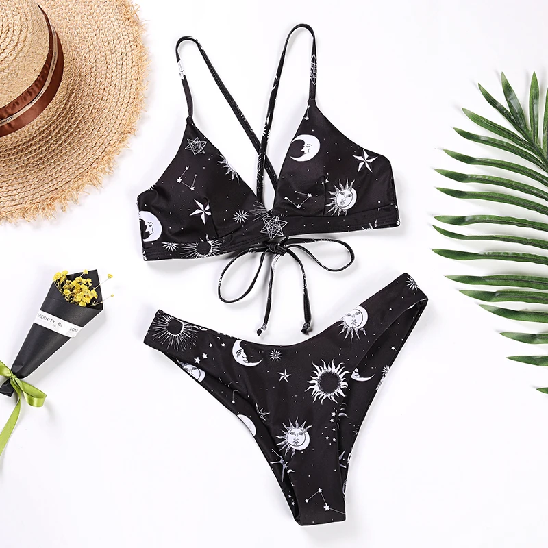 

Women's swimsuit 2020 Bikini Swimwear Sunflower Print New Cross-border Swimsuit Cross-border sexy bikini set dropshipping women