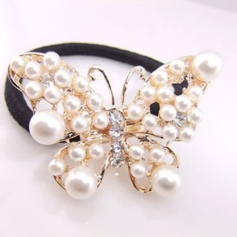 Женские искусственные жемчужины Бабочка веревка для волос Очаровательная