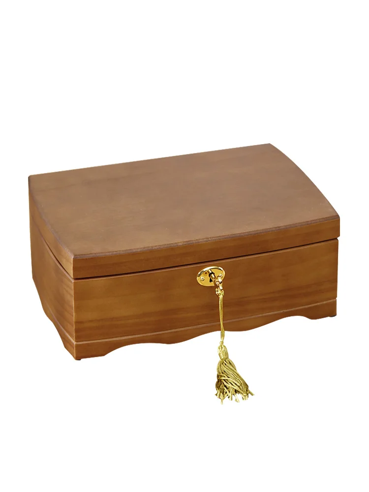 

Simple retro solid wood jewelry box earrings necklace ring storage box jewelry box