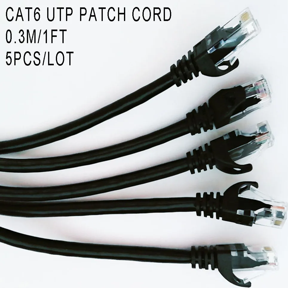 Круглый сетевой кабель UTP CAT6 5 шт./лот 1 фут кабели Ethernet 30 см Сетевой провод 0 3 м патч