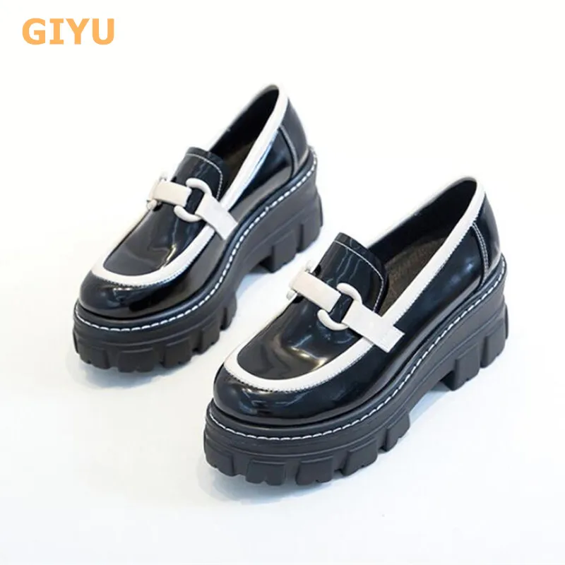 

Женские туфли из лакированной кожи, на высоком массивном каблуке, осень 2021