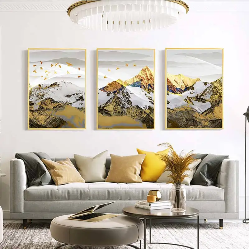 Абстрактная картина с изображением Золотой Горы большой постер HD настенное