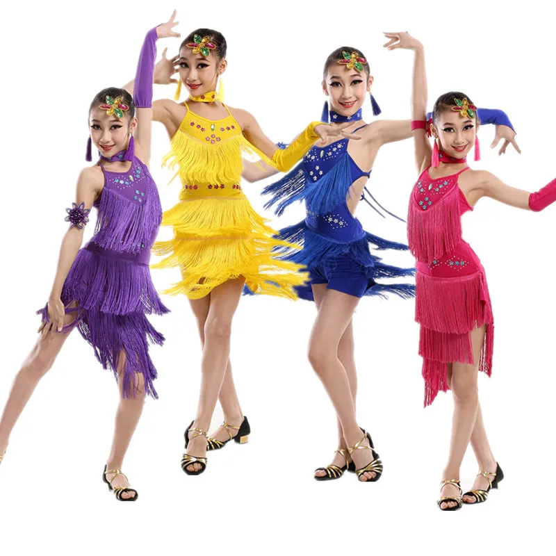 Детское платье с бахромой и блестками для латиноамериканских танцев|costume boxer|costume